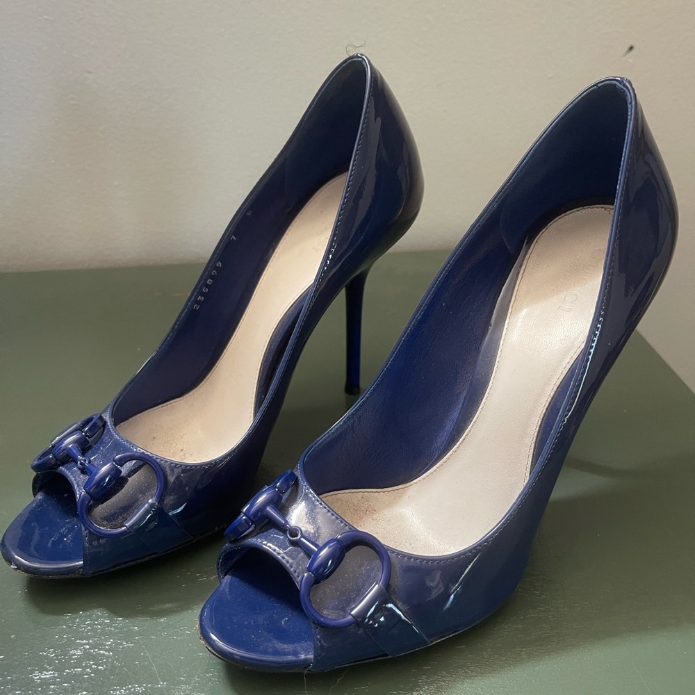 100% Authentic Gucci Horsebit Blue Patent